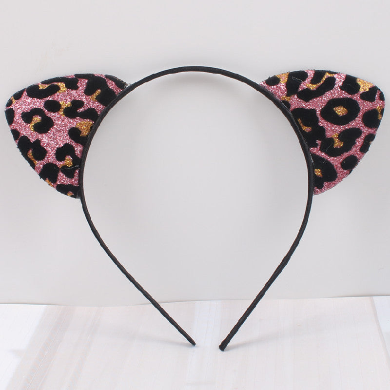 New Glitter Flocking Cat Ears Headband, Leopard Print Tiger Ears, Cute And Cute Headwear