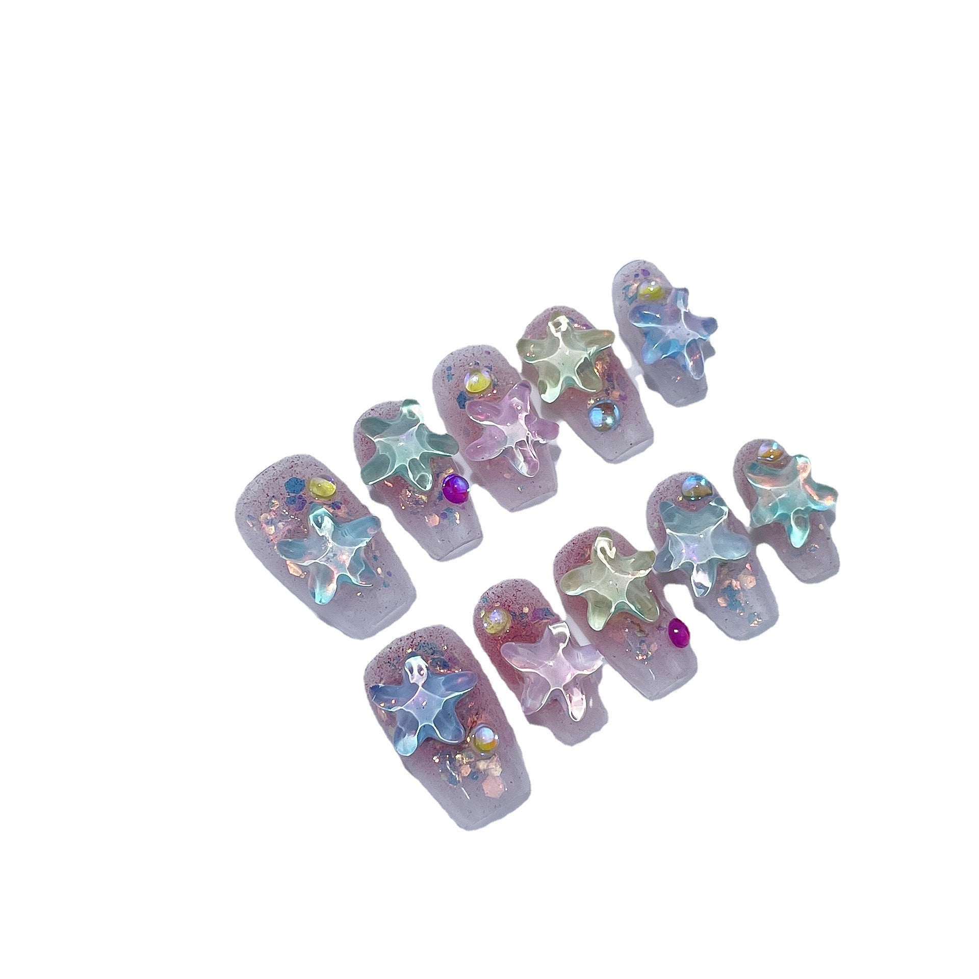 Summer Ice-permeable Hand-worn Mocha Water Ripple Starfish Simple Short Nail Stickers