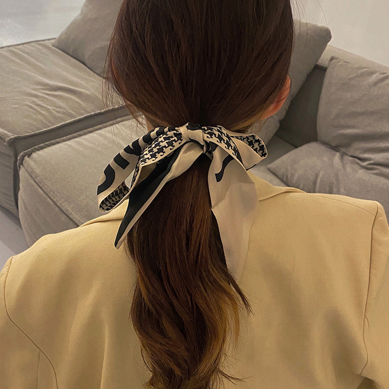 French retro ribbon silk scarf