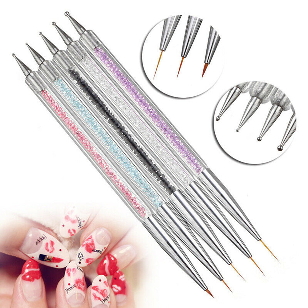5pcs Set Of Brushes, Point Drill, Draw Line And Painted Nail Pen