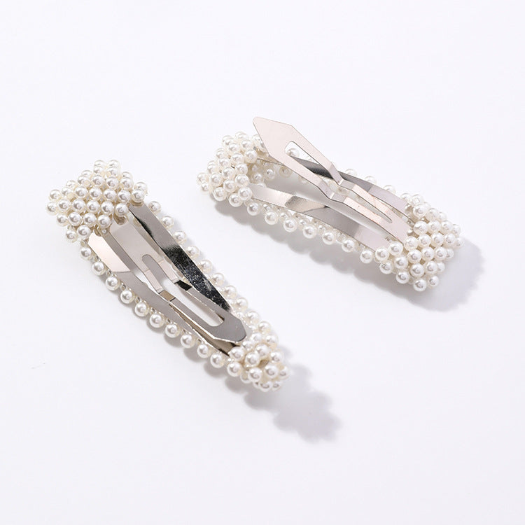 Pearl hairpin simple and practical personality triangle side clip