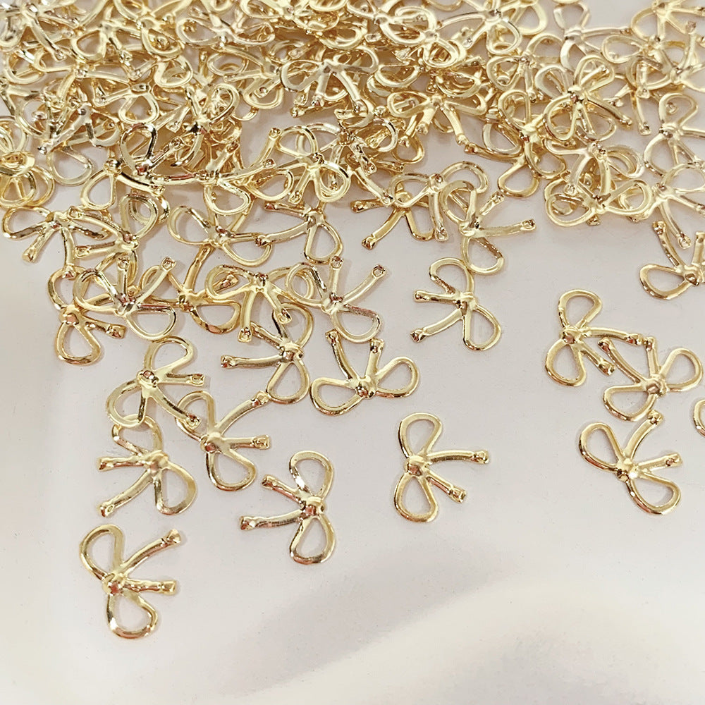 Alloy Bow Nail Ornament Light Luxury Advanced Bow Gold And Silver Nail Accessories