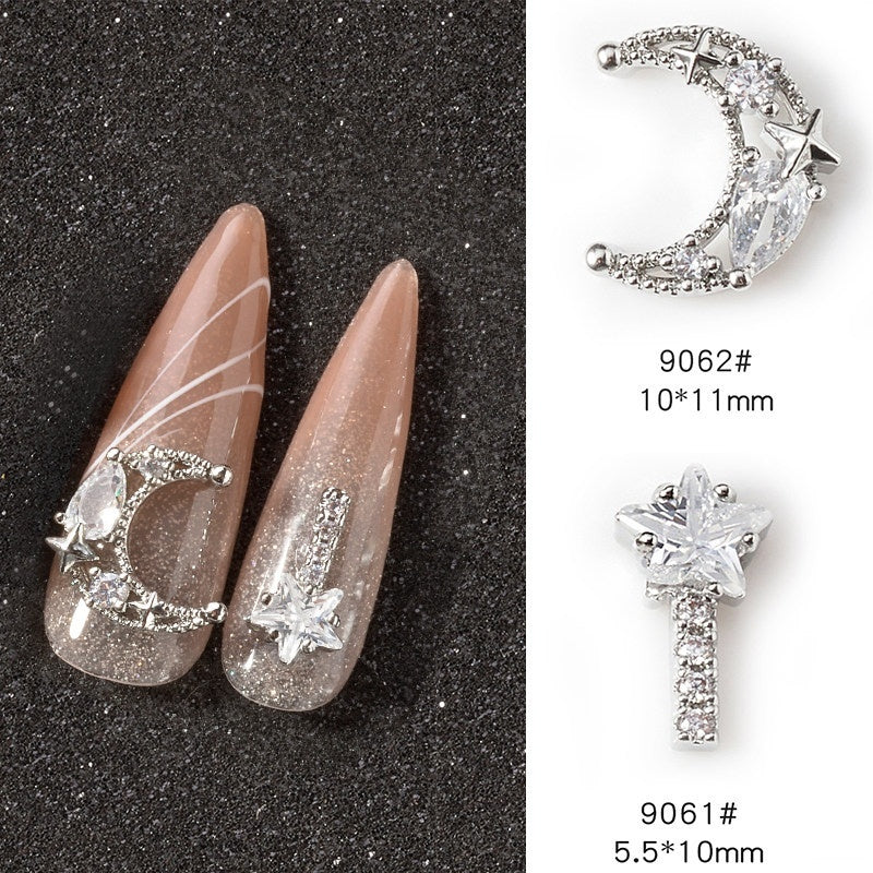 Silver Zircon Bow Nail Art Accessories