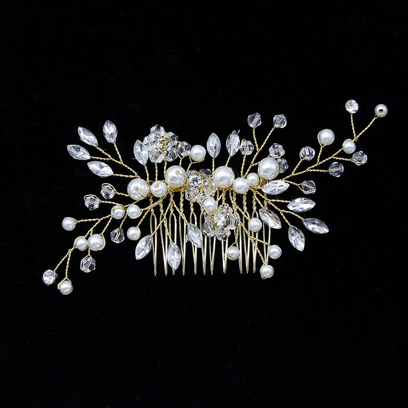 Silver Diamond Hand-made Pearl Hair Comb Insert