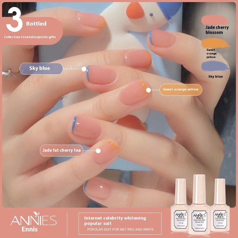 Annies Ennis Women's Three-color New Ice Jelly Nude Color Gel Nail Polish Suit