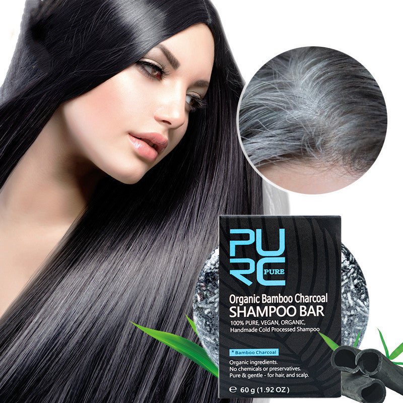 PURE Hand-extracted bamboo charcoal shampoo soap