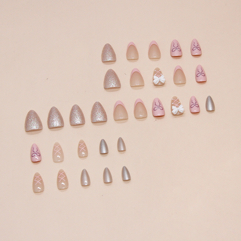 Minimalist Bowknot Pearl French Nail Stickers