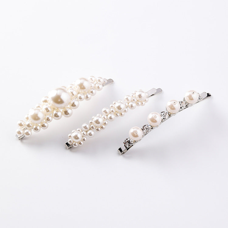 Pearl flower hairpin retro word clip bangs clip