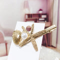 Shell Scissors Bowknot Press Clip Metal Alloy Hairpin