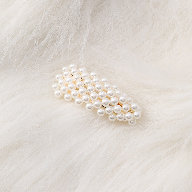 Pearl hairpin simple and practical personality triangle side clip