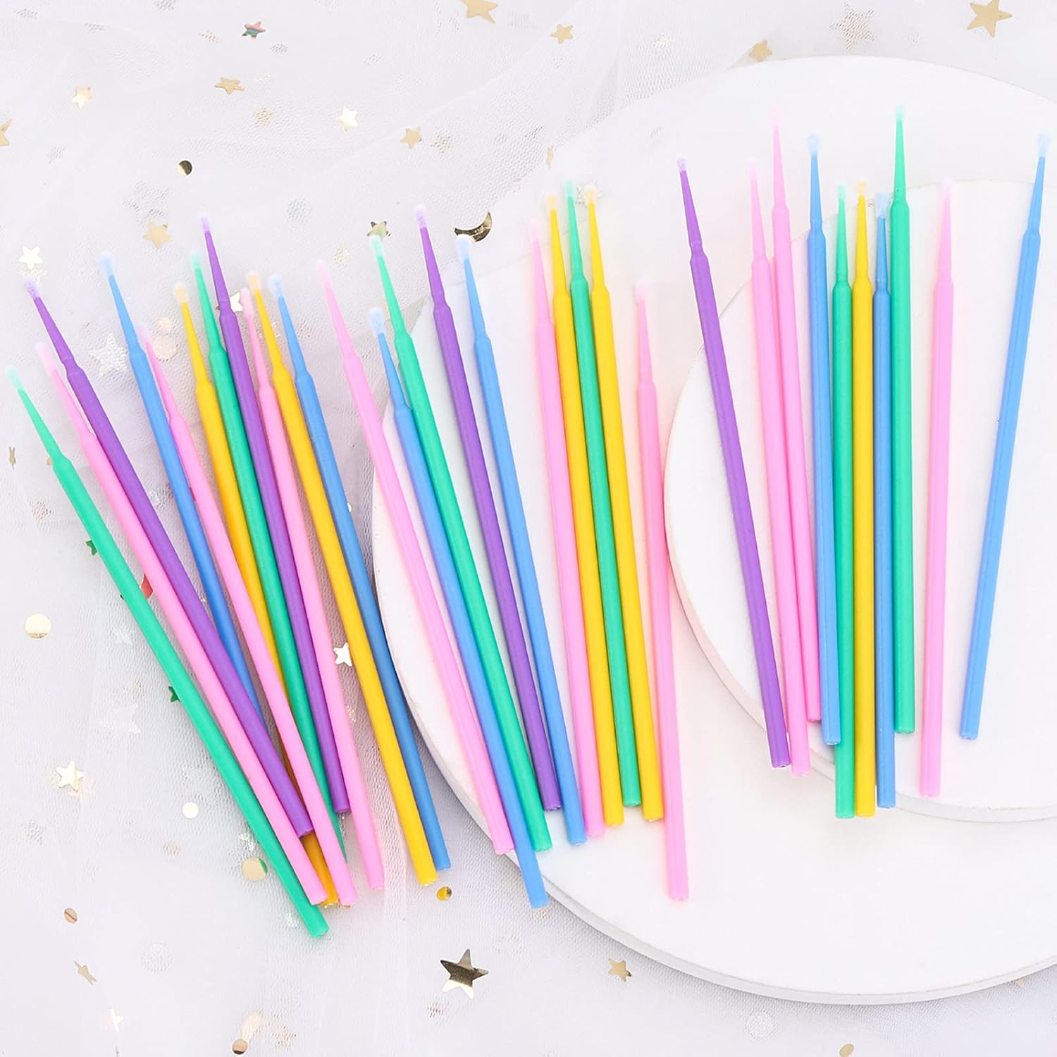 200 - 500 Pcs Disposable Micro Applicator Brushes For Eyelash Extensions, Mascara & Makeup, Compatible With Personal Care Multicolors