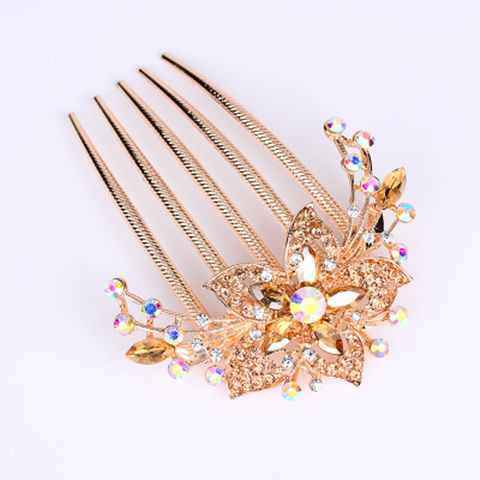 Rhinestone plate hair insert comb