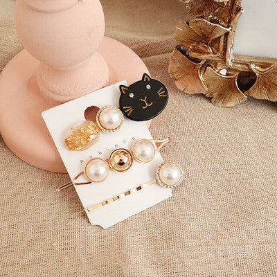 Vintage sweet pearl acetate bangs hairpin