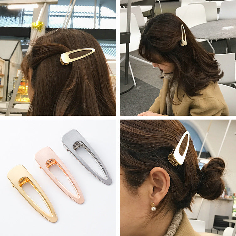 Personality retro style brushed metal hairpin bangs clip
