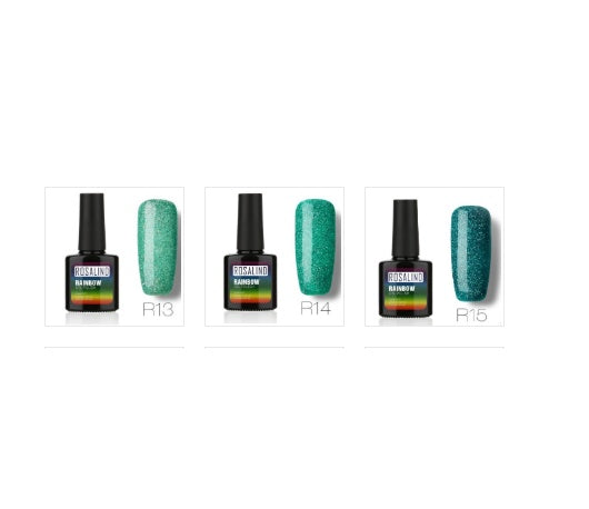 Rosalind Nail free, long-lasting, non-toxic, nail polish, ROSALIND phototherapy glue, star studded rainbow system.