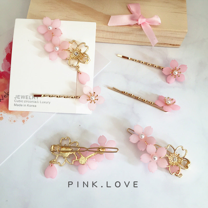Pink Flower Side Clip Girl Hairpin Bangs Clip