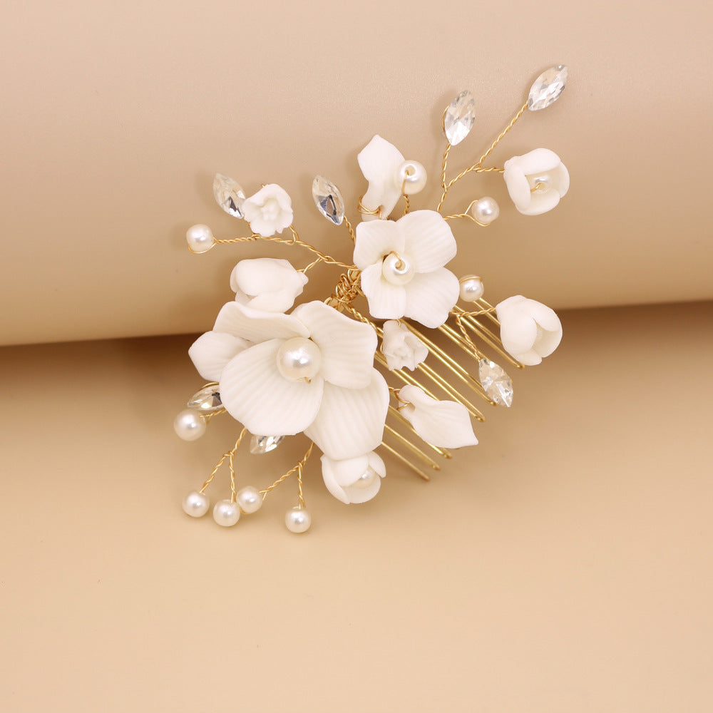 Ceramic Flower Hair Insert Comb Hairpin