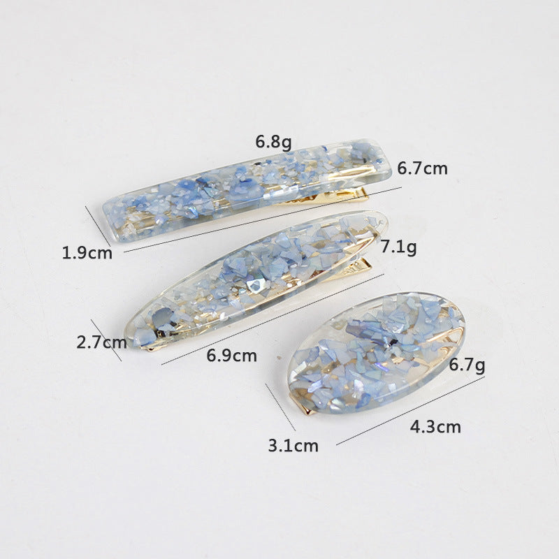 Japanese ins wind hairpin hair accessories magic color shell water droplets rectangular bangs word side clip hairpin hair accessories Korean version