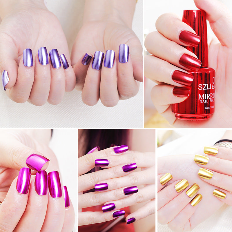 SZLIAN Mirror silver nail polish metal color stainless steel