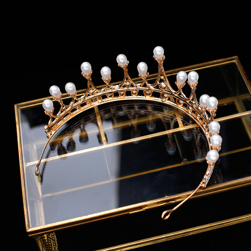 Bridal Crown Tiara Rhinestone Pearl Korean Wedding