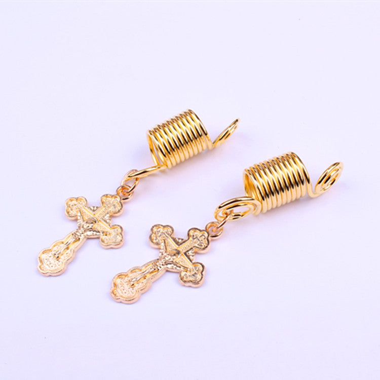 Alloy Cross Pendant Headdress Spring Ring