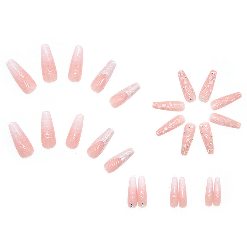 Long Ballet Nail Love Diamond In The Debris 24 Pieces Gradient Nail Stickers