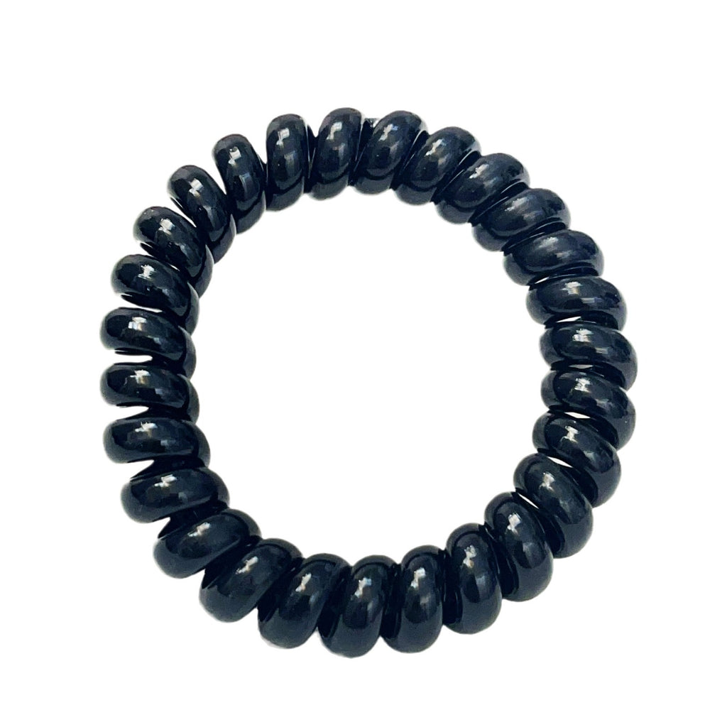 Black Telephone Cord Hair Tie For Women High Elasticity