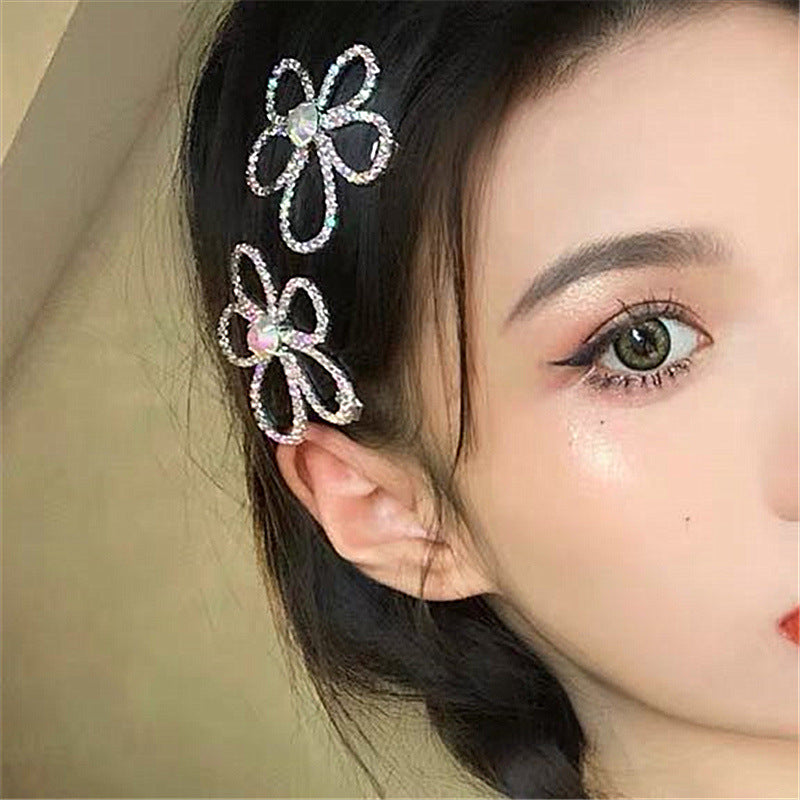 Rhinestone Flower Hairpin Female Hollow Small Flower Lace Clip Hairpin
