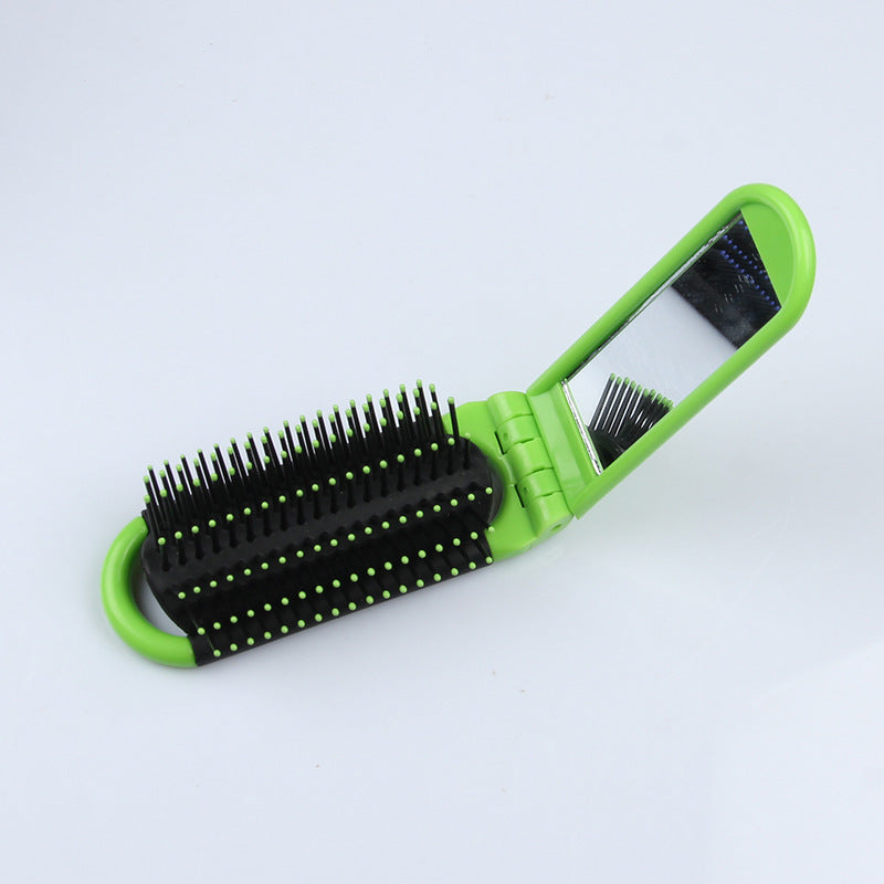 Portable folding comb with mirror