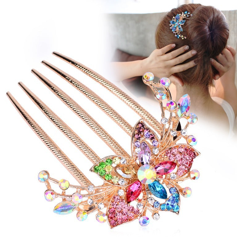 Rhinestone plate hair insert comb