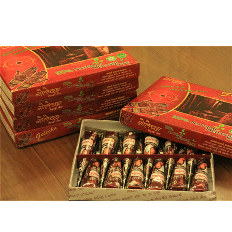 Brown Hannah Plant Henna Hand Painted Cream