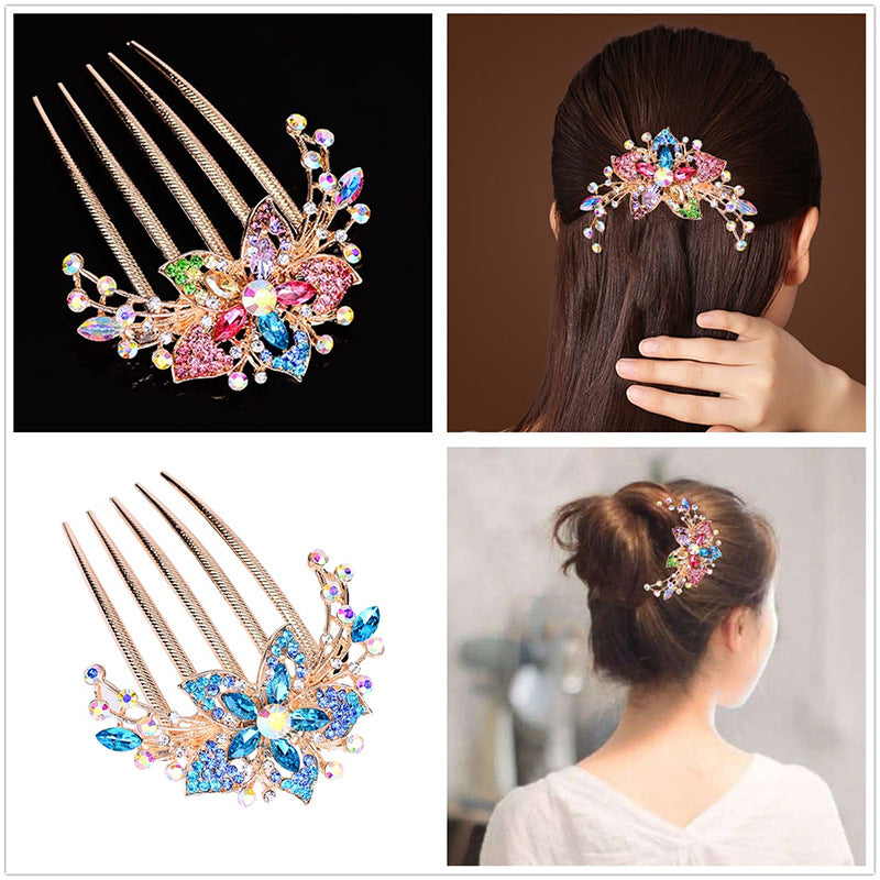 Rhinestone plate hair insert comb