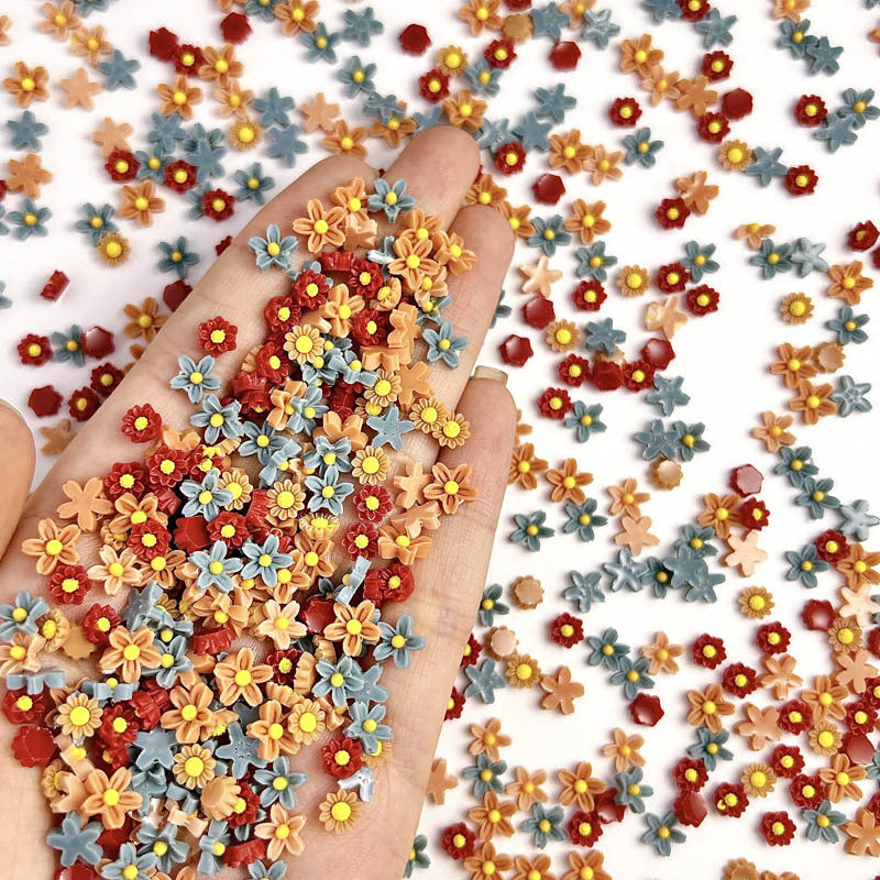 Resin Color Five Petal Flower Nail Jewelry