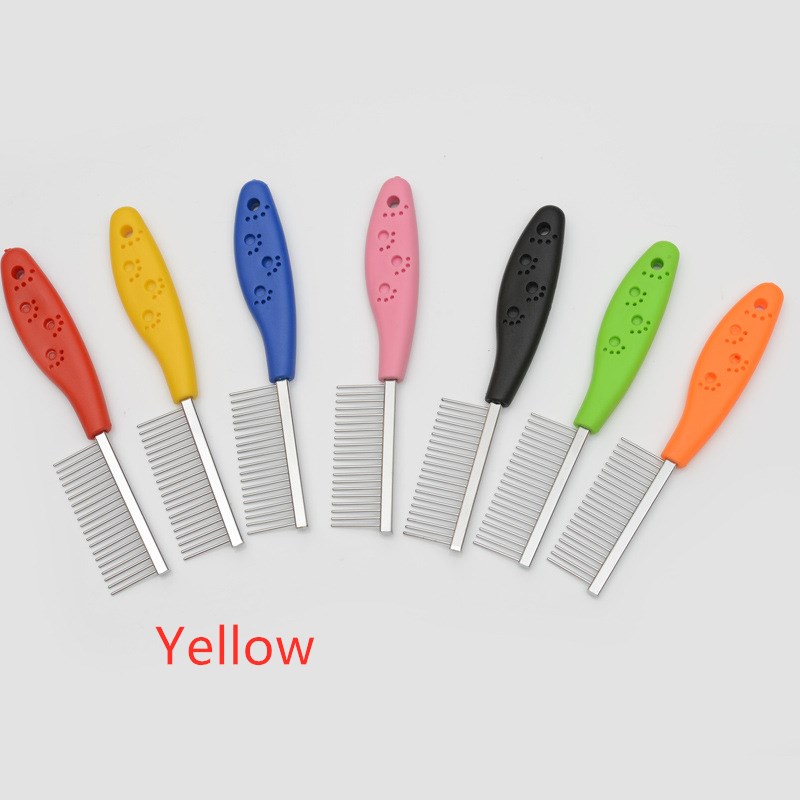 Pet candy color soft handle stainless steel comb