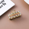 Geometric Square Love Curved Pearl Rhinestone Hair Clip