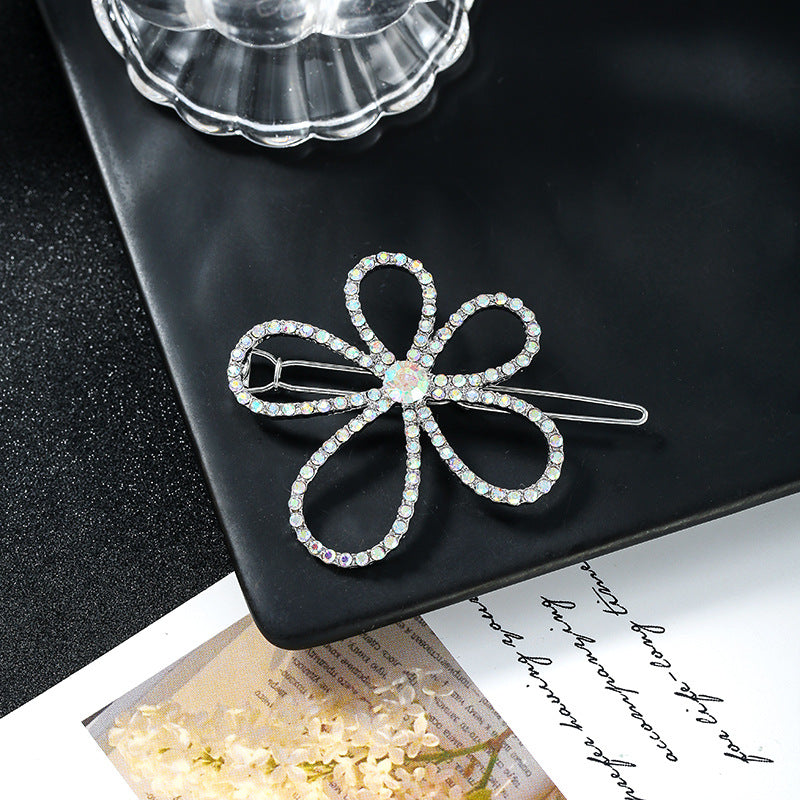Rhinestone Flower Hairpin Female Hollow Small Flower Lace Clip Hairpin
