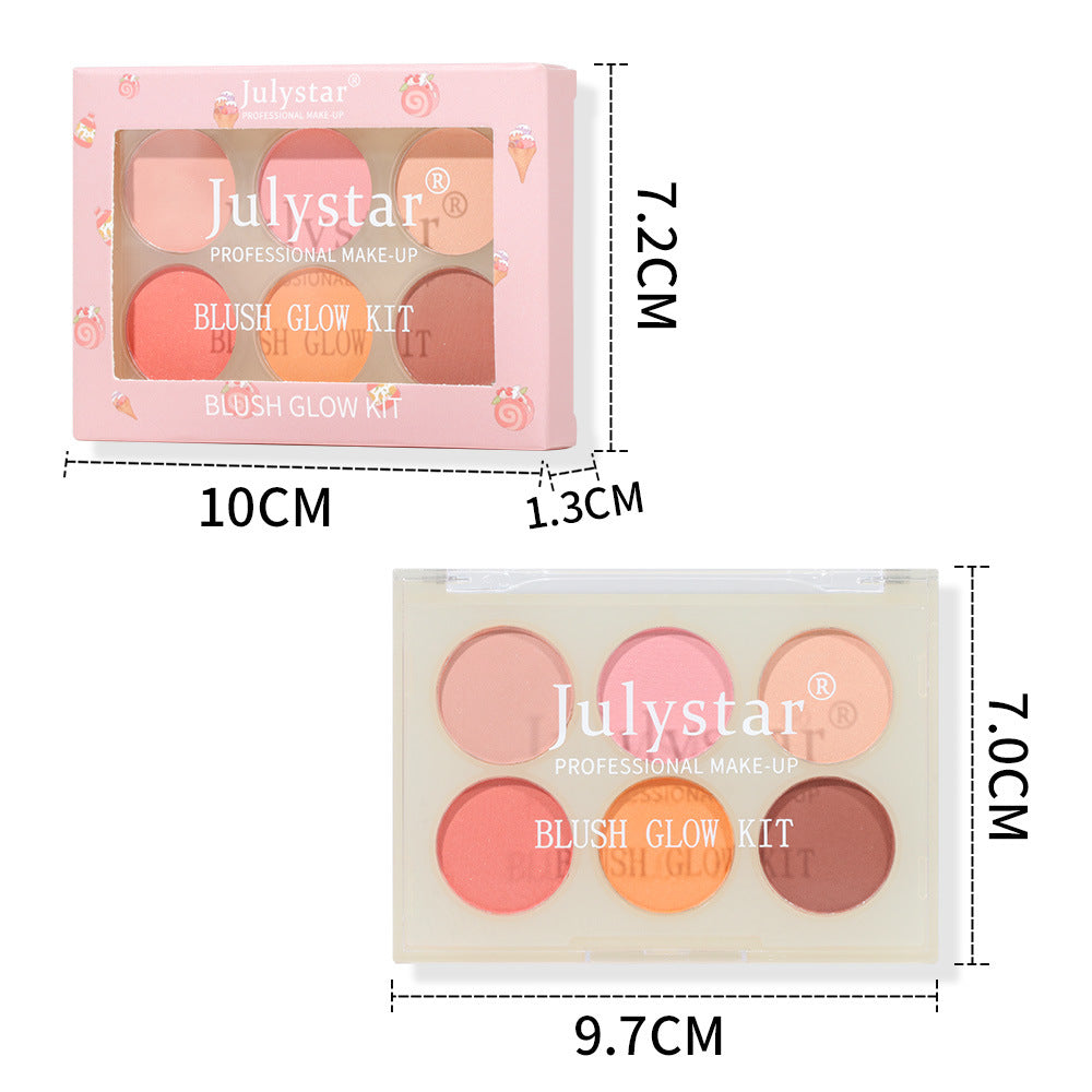 Julystar Beauty Matte Rouge Blush Repair Three-dimensional Eye Shadow Six-color Integrated