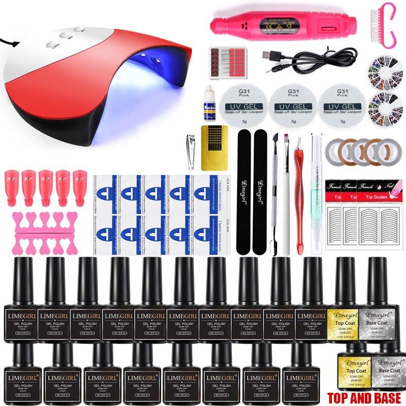 LimeGirl Nail Art Set UV Lamp Polishing Machine Nail Tools