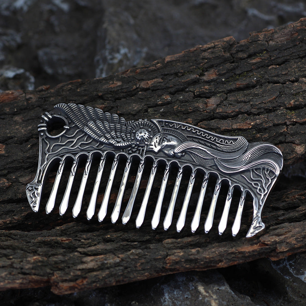 Nordic Viking Stainless Steel Comb Double-sided Aoding Crow Viking Women's Jewelry
