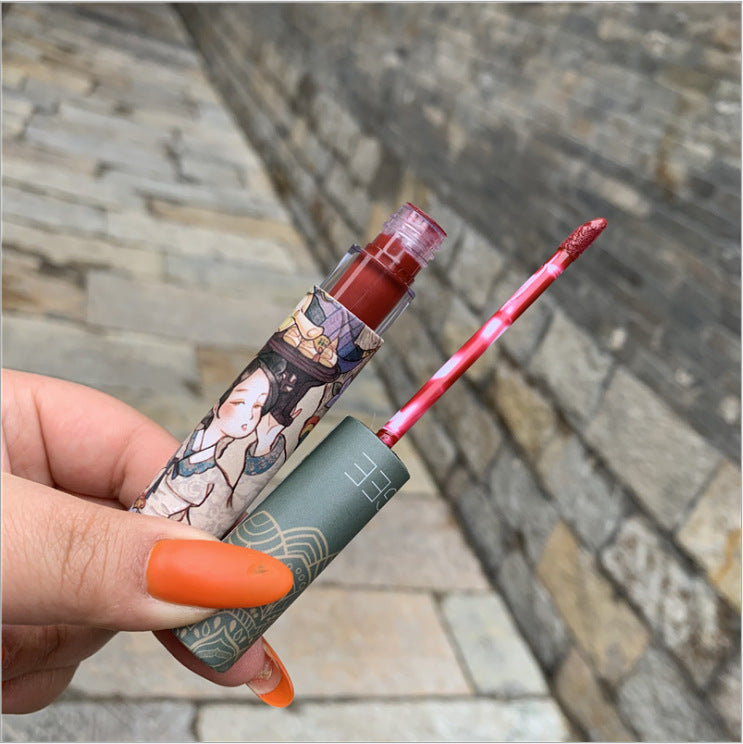 Vintage Printed Gentle Five-piece Lip Glaze Set Velvet Matte Matte