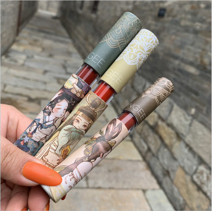 Vintage Printed Gentle Five-piece Lip Glaze Set Velvet Matte Matte