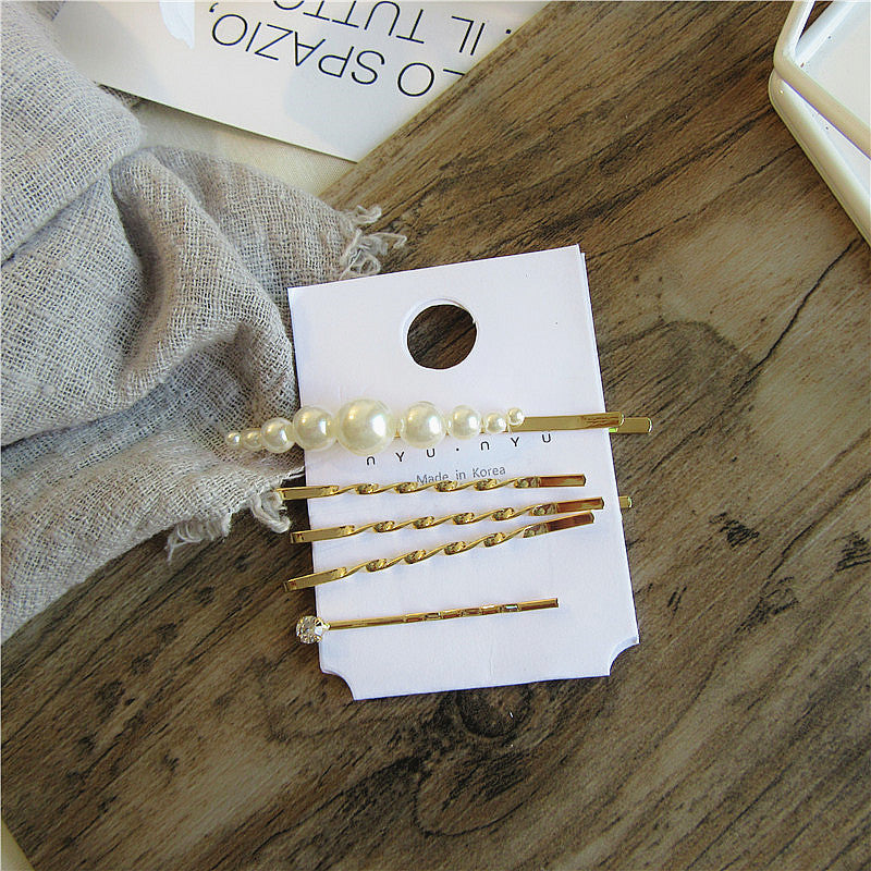 Pearl Hairpin Set Japanese Ins Head Jewelry Word Clip