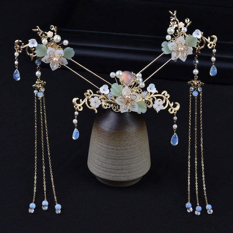Hanfu Hairpin Tassel Complete Set Of Ancient Style Hair Crown Set