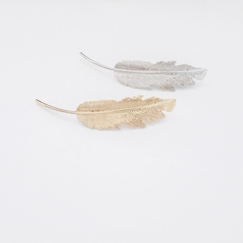 Feather Hairpin Antique Clip Headdress Back Head Hairpin Bangs Elegant Retro Leaves