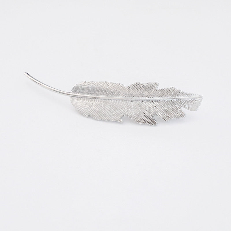 Feather Hairpin Antique Clip Headdress Back Head Hairpin Bangs Elegant Retro Leaves