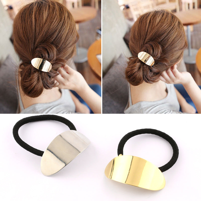 Headdress Simple Temperament Metal Smooth Leather Hair Loop