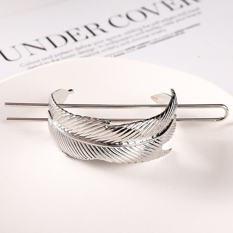 Net Red Hair Accessories Minimalist Metal Feather Hairpin