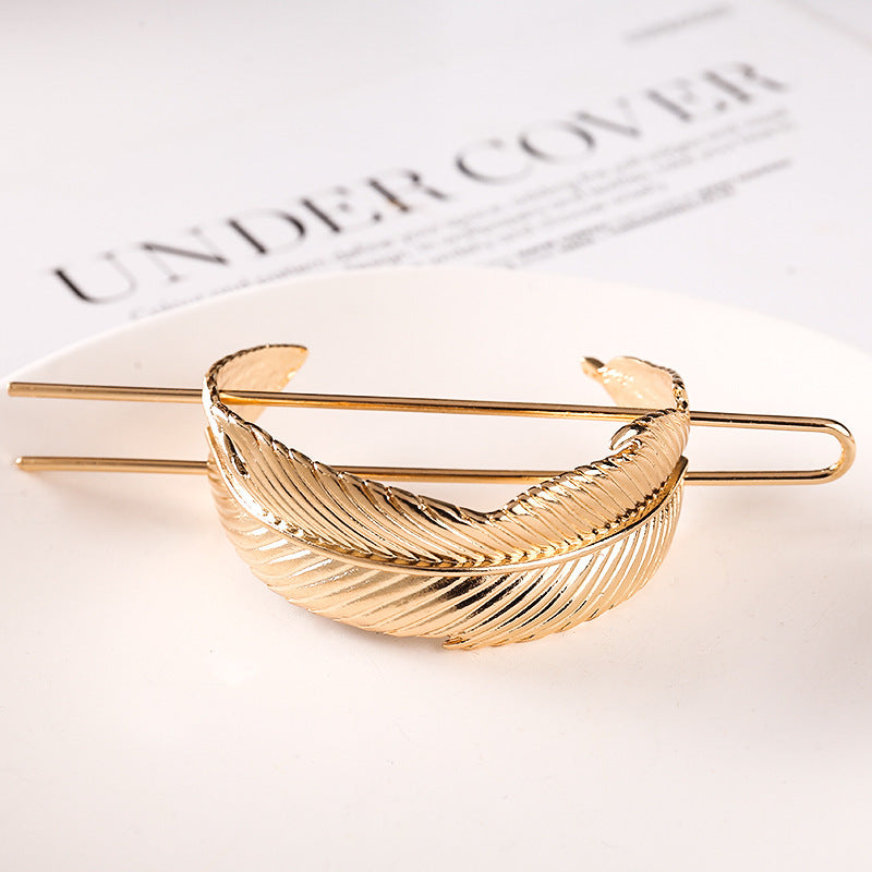 Net Red Hair Accessories Minimalist Metal Feather Hairpin