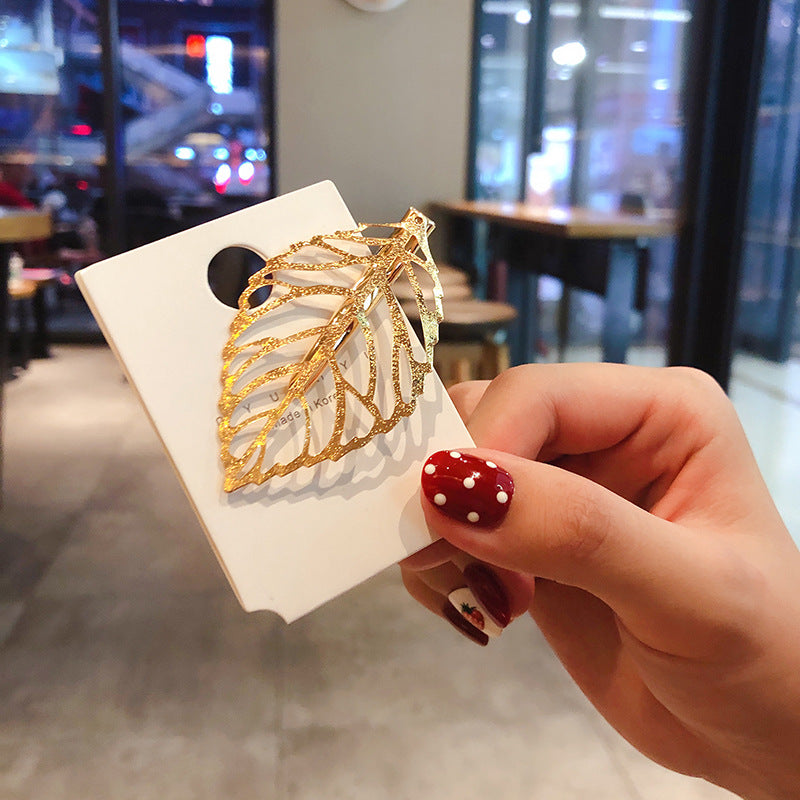 European And American Retro Hollow Leaf Clip Side Clip