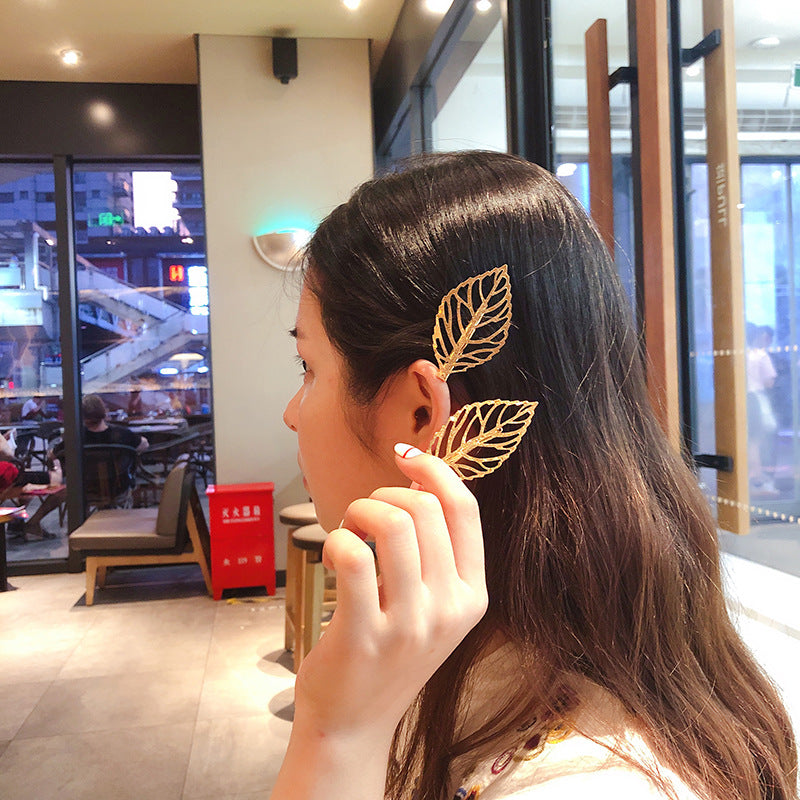 European And American Retro Hollow Leaf Clip Side Clip